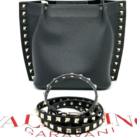 Valentino Garavani Rockstud Studded Small Leather Tote Crossbody Bag - Picture 7 of 16